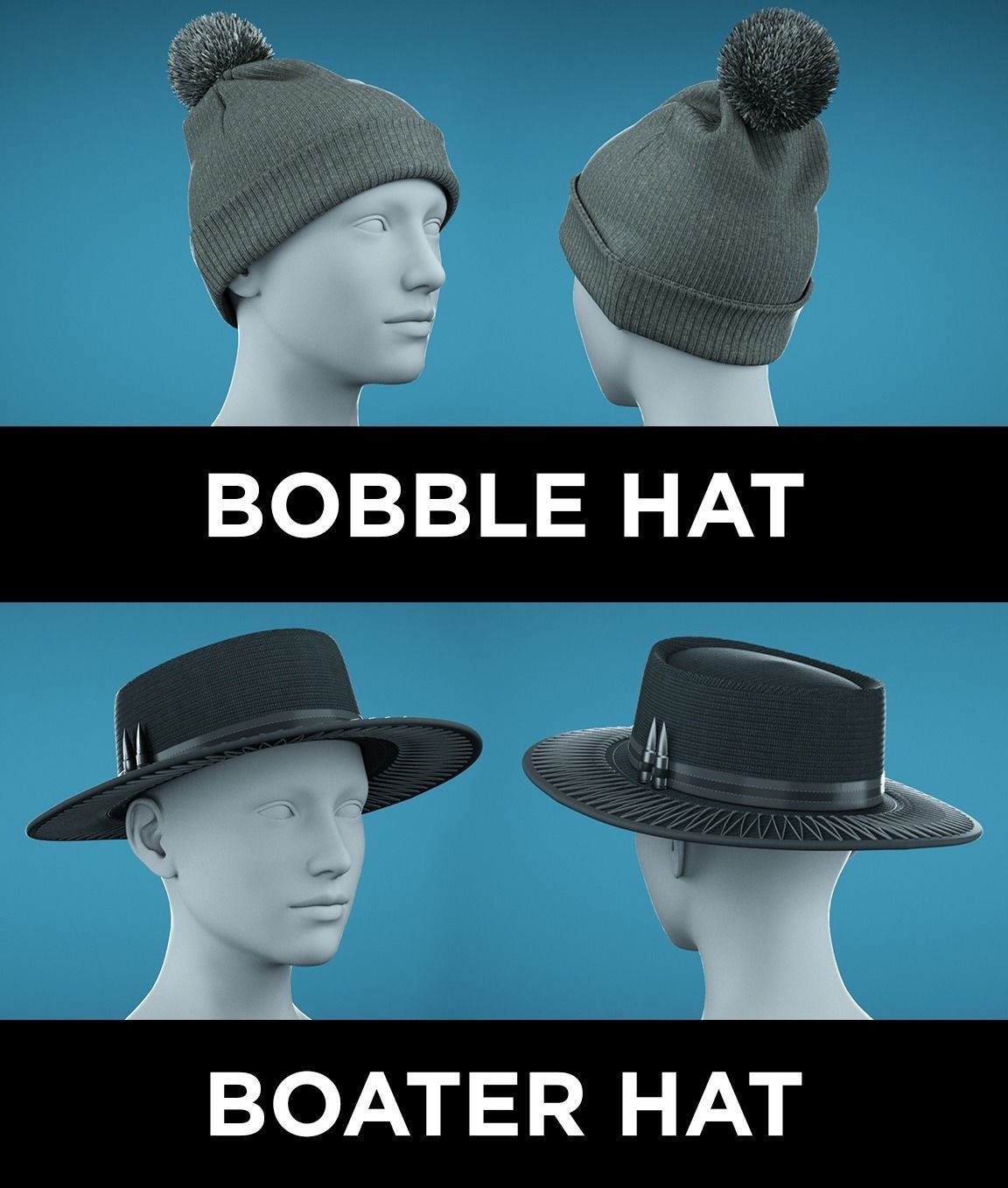 10 Marvelous Designer Hats 3D model_3