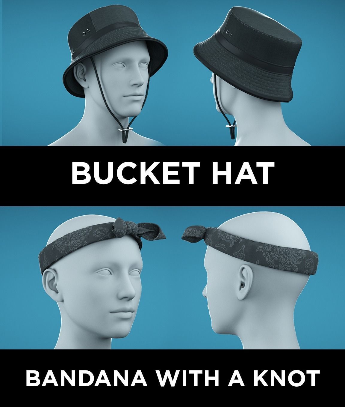 10 Marvelous Designer Hats 3D model_4
