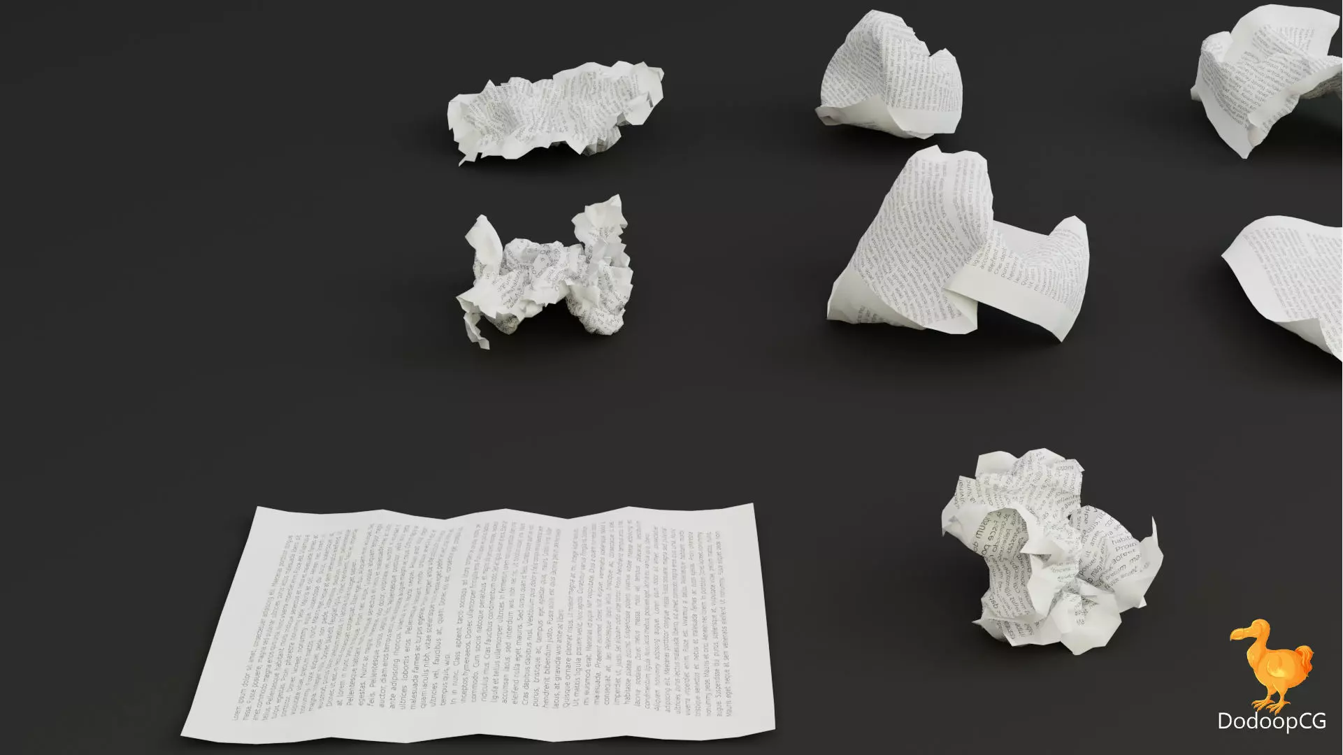 Crumpled Paper Set - 15 High Quality 3D Models Low-poly 3D model_5
