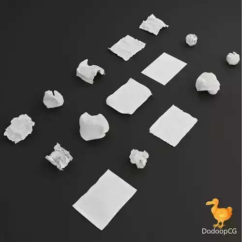 15 crumpled paper high quality  set Low-poly 3D model