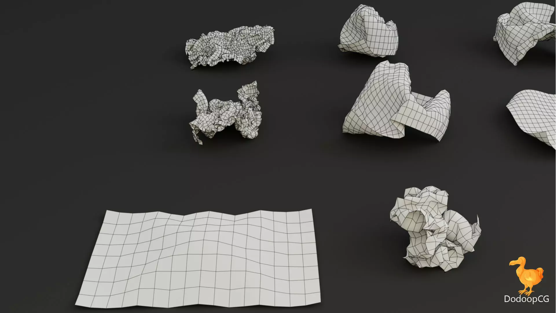 Crumpled Paper Set - 15 High Quality 3D Models Low-poly 3D model_6