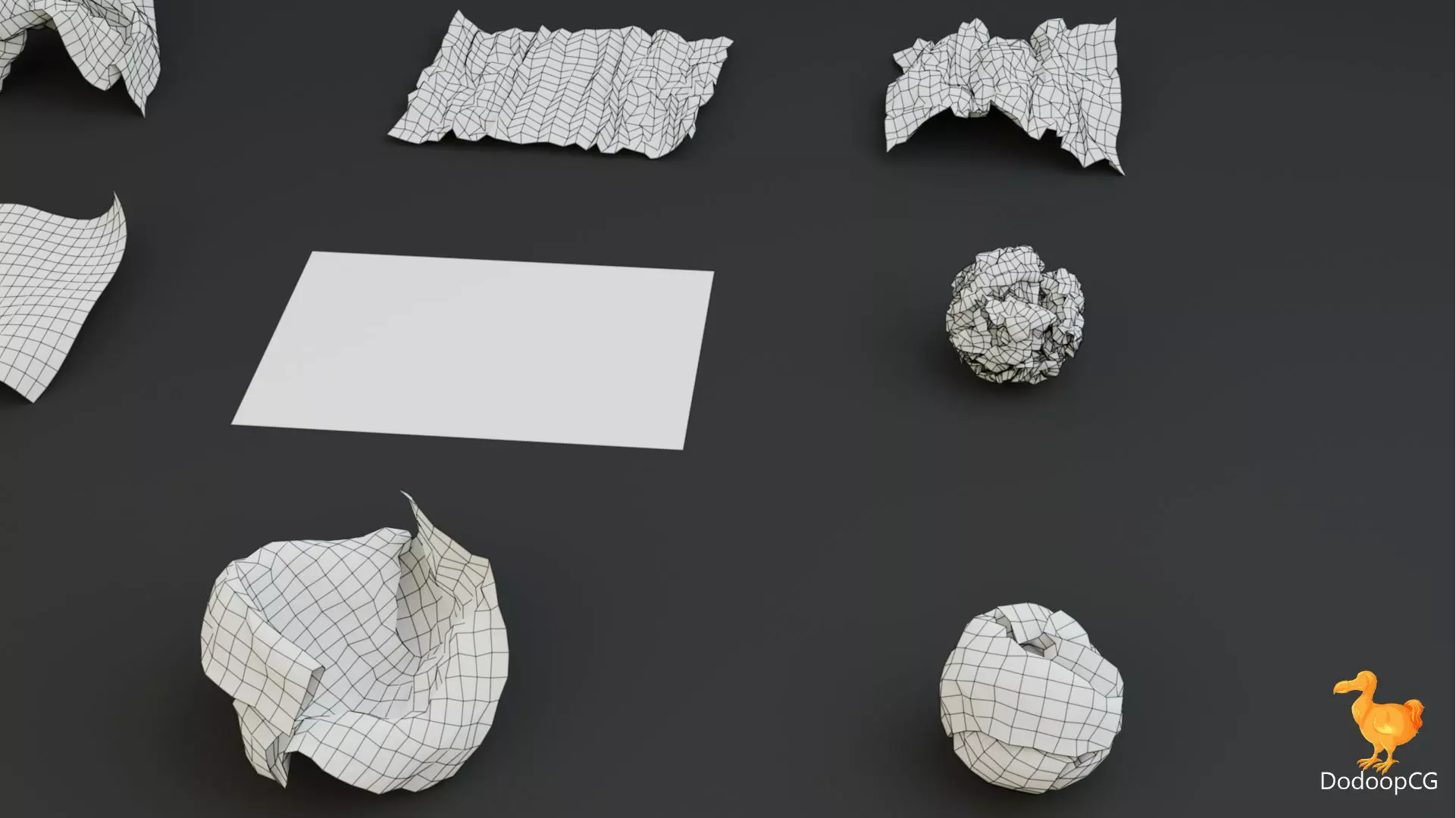 Crumpled Paper Set - 15 High Quality 3D Models Low-poly 3D model_13