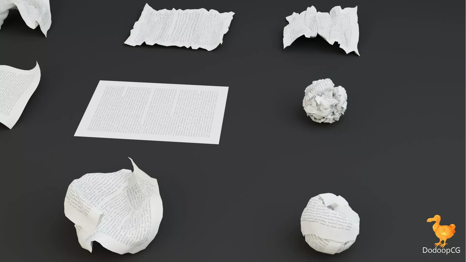 Crumpled Paper Set - 15 High Quality 3D Models Low-poly 3D model_1