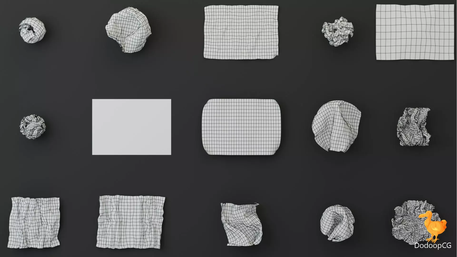 Crumpled Paper Set - 15 High Quality 3D Models Low-poly 3D model_9