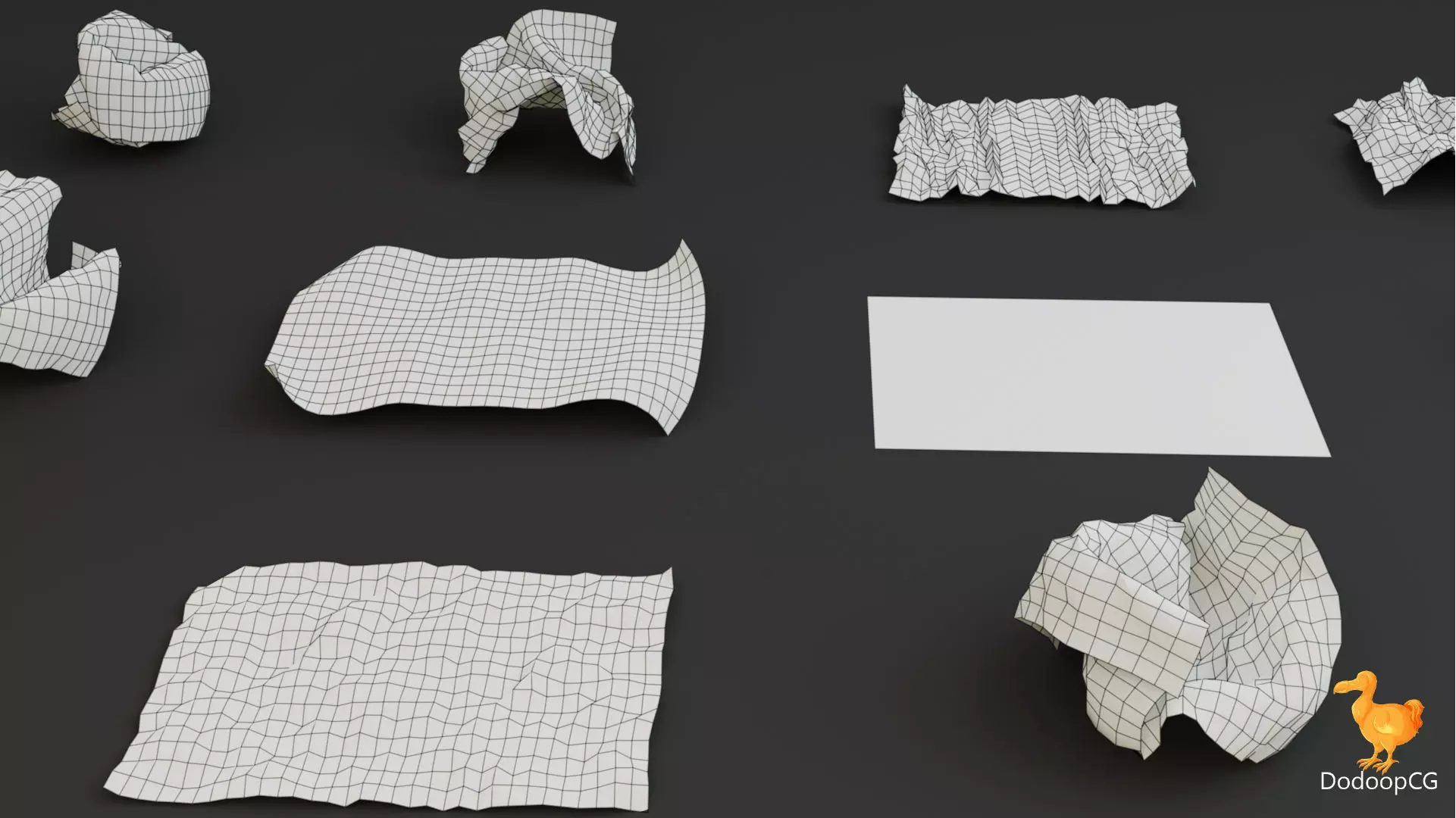 Crumpled Paper Set - 15 High Quality 3D Models Low-poly 3D model_4