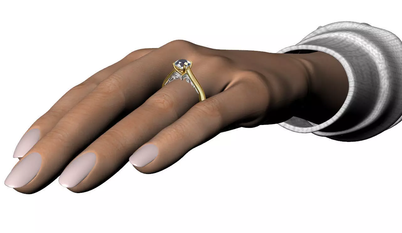 model p307 gold engagement ring with diamond 3D print model_0