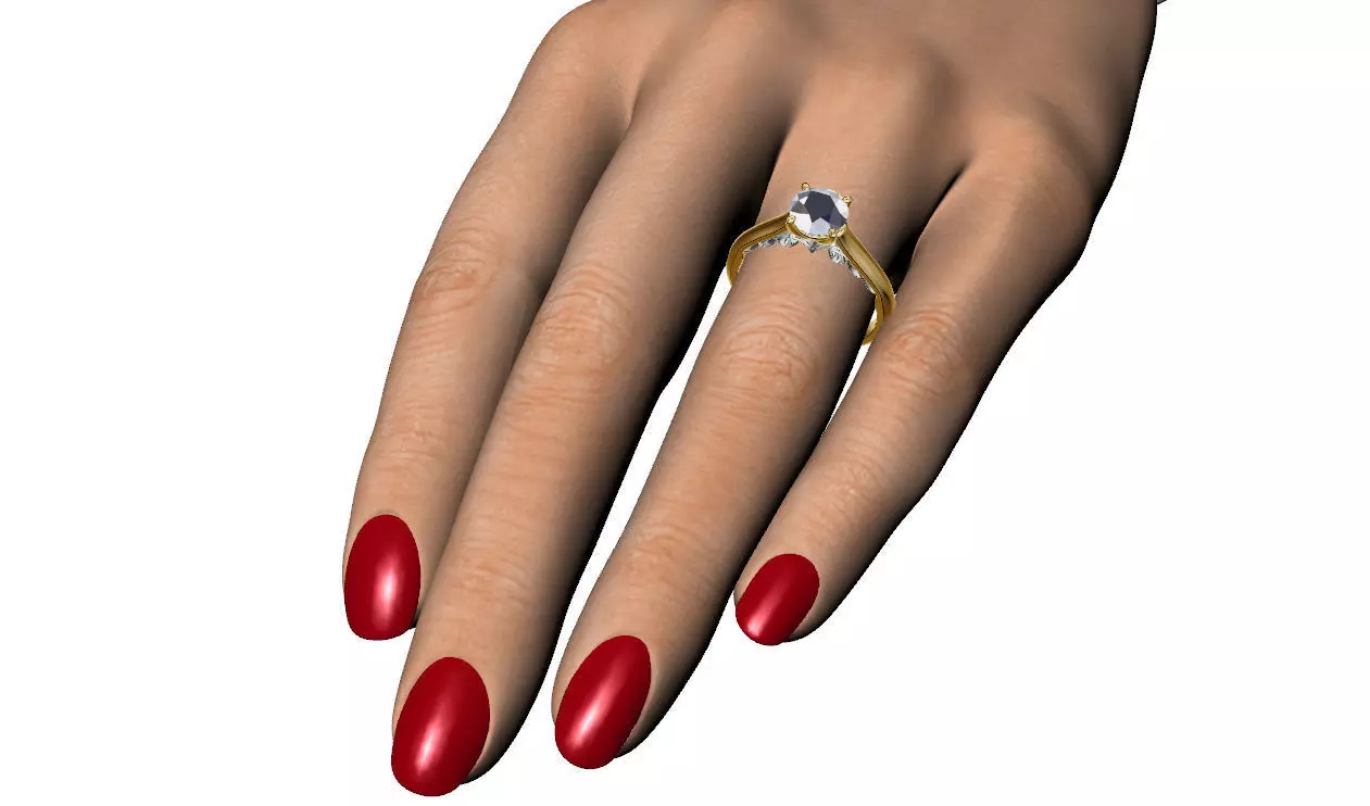 model p302 gold ring with diamond in center 3D print model_0