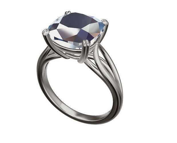 model p5 cushion cut topaz engagement ring 3D print model