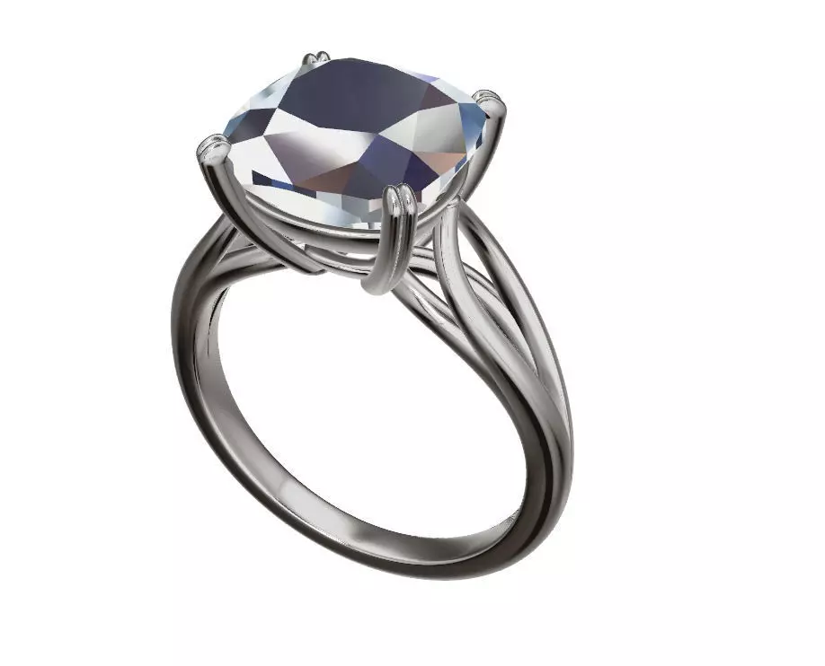 model p5 cushion cut topaz engagement ring 3D print model_0