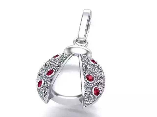 Ruby Gem Ladybug Earring