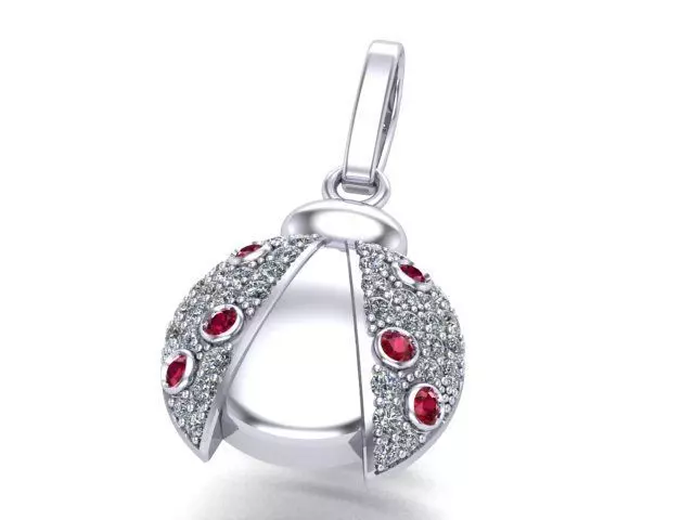 Ruby Gem Ladybug Earring 3D print model