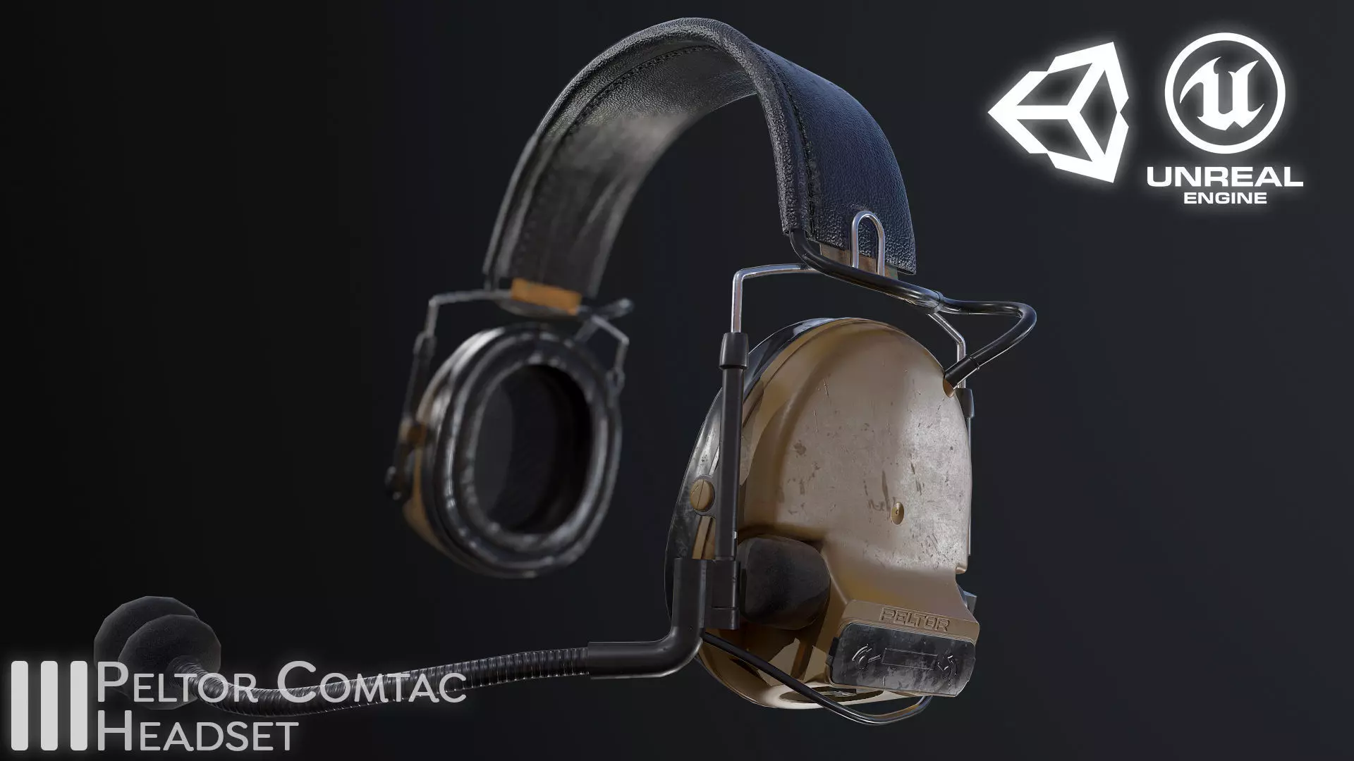 Peltor Comtac III 3 Headset - Game Ready - PBR Low-poly 3D model_0