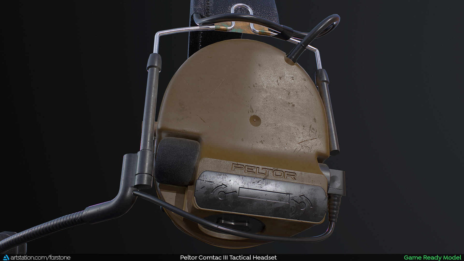 Peltor Comtac III 3 Headset - Game Ready - PBR Low-poly 3D model_3