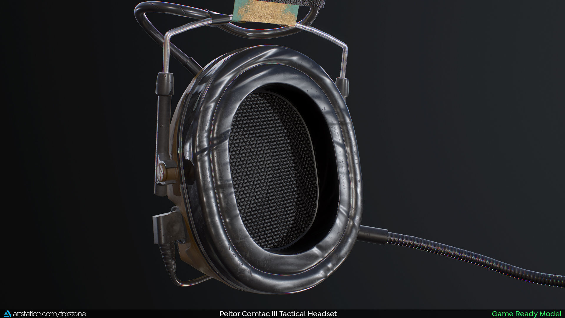 Peltor Comtac III 3 Headset - Game Ready - PBR Low-poly 3D model_2