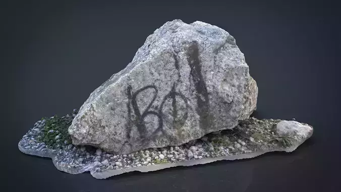 Rock with writing Low-poly 3D model