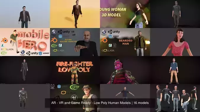 AR - VR and Game Ready - Low Poly Human Models 3D Model Collection