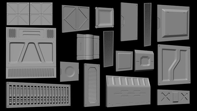 CGA Sci-Fi Wall Panels 01 3D model