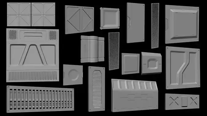 CGA Sci-Fi Wall Panels 01 3D model