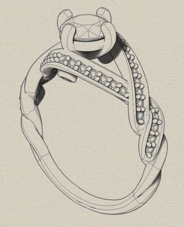 Plait Diamond Ring 3D print model_7