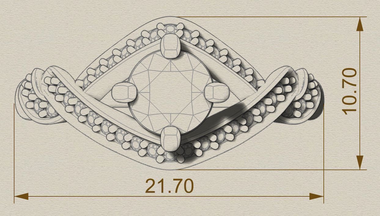 Plait Diamond Ring 3D print model_5