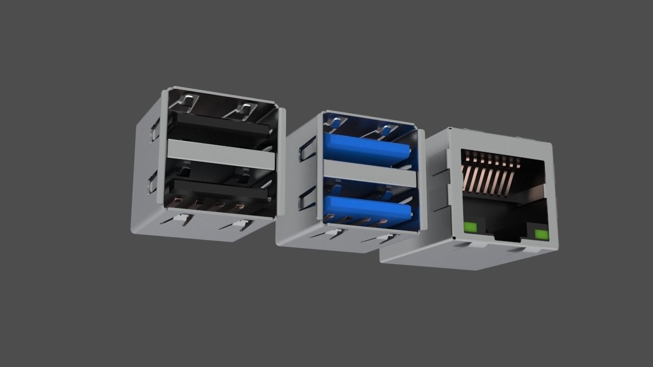 Usb Lan Port 3D model_1