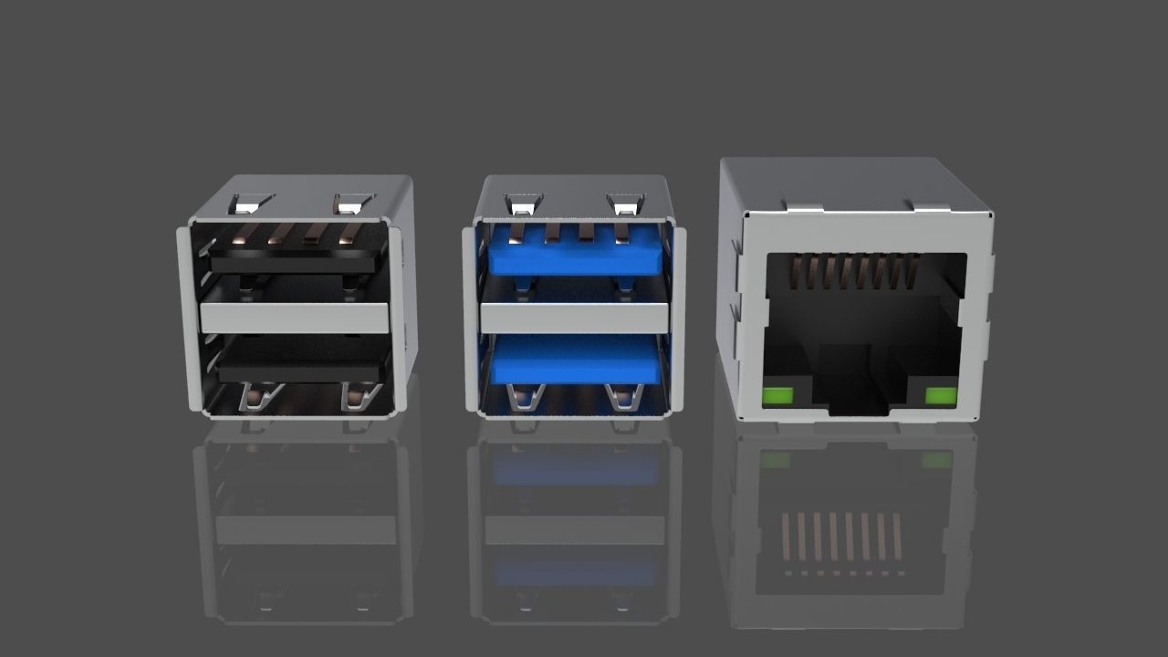 Usb Lan Port 3D model_2