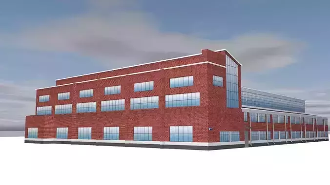 Factory brick building on cloudy day