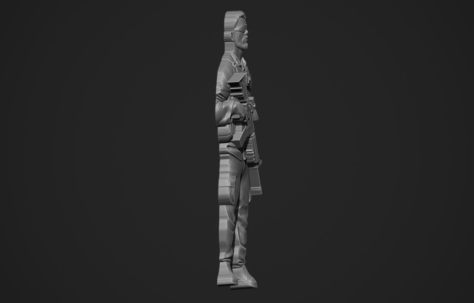 Soldier Bas Relief 3D print model_11