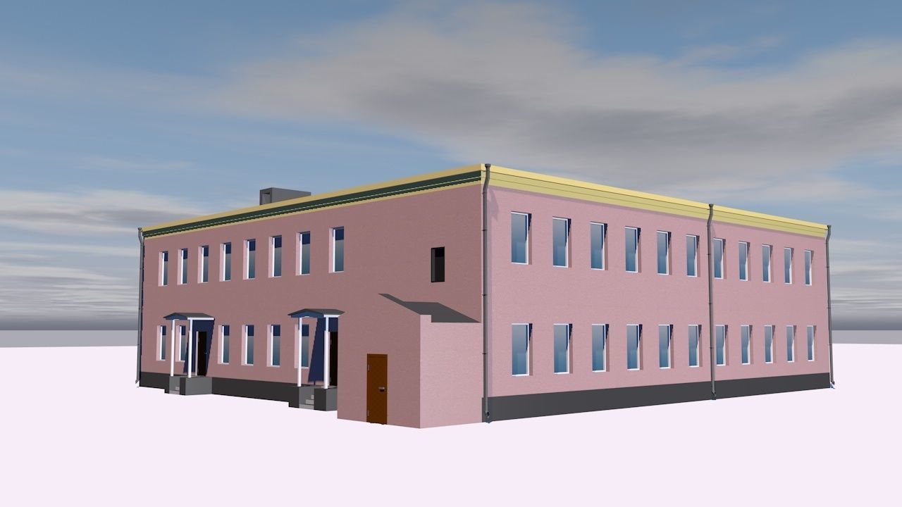 Post office Low-poly 3D model_1