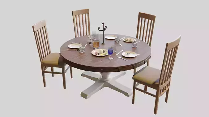 Round Dining Table 3D model