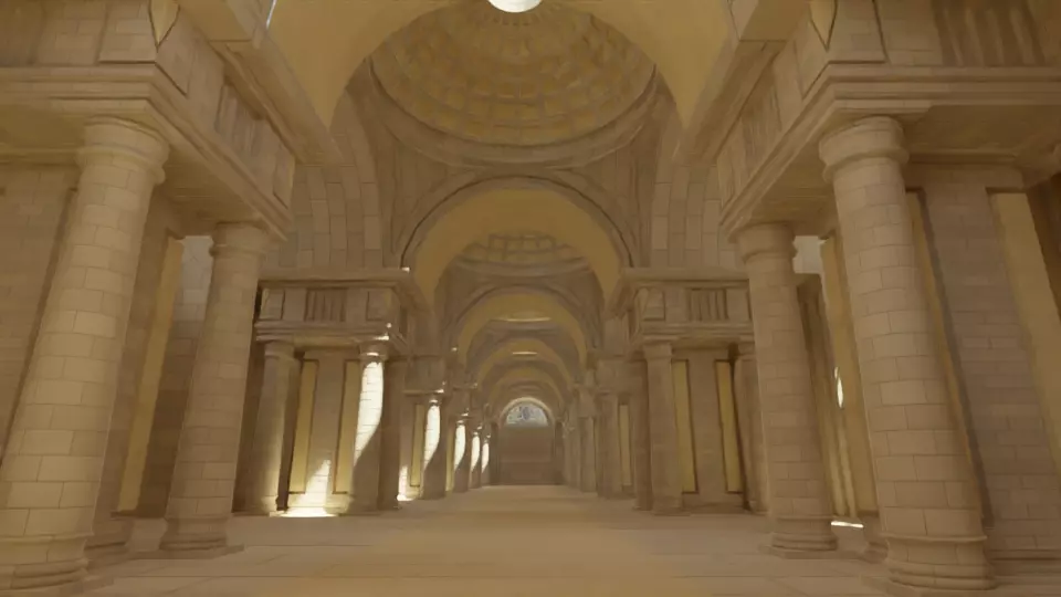 medieval palace Low-poly 3D model_0