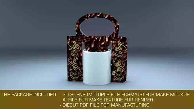 Creative holder box for mug 3D mockup with diecut 3D model 3D model