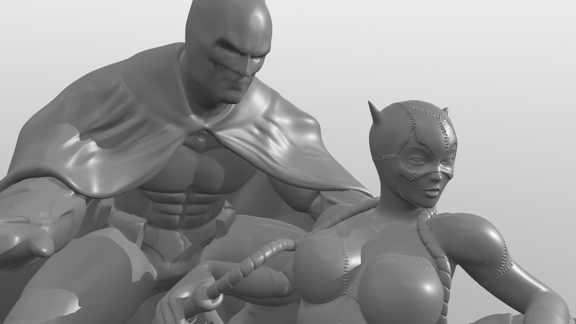 batman and catwoman sculpt model 3D print model_6