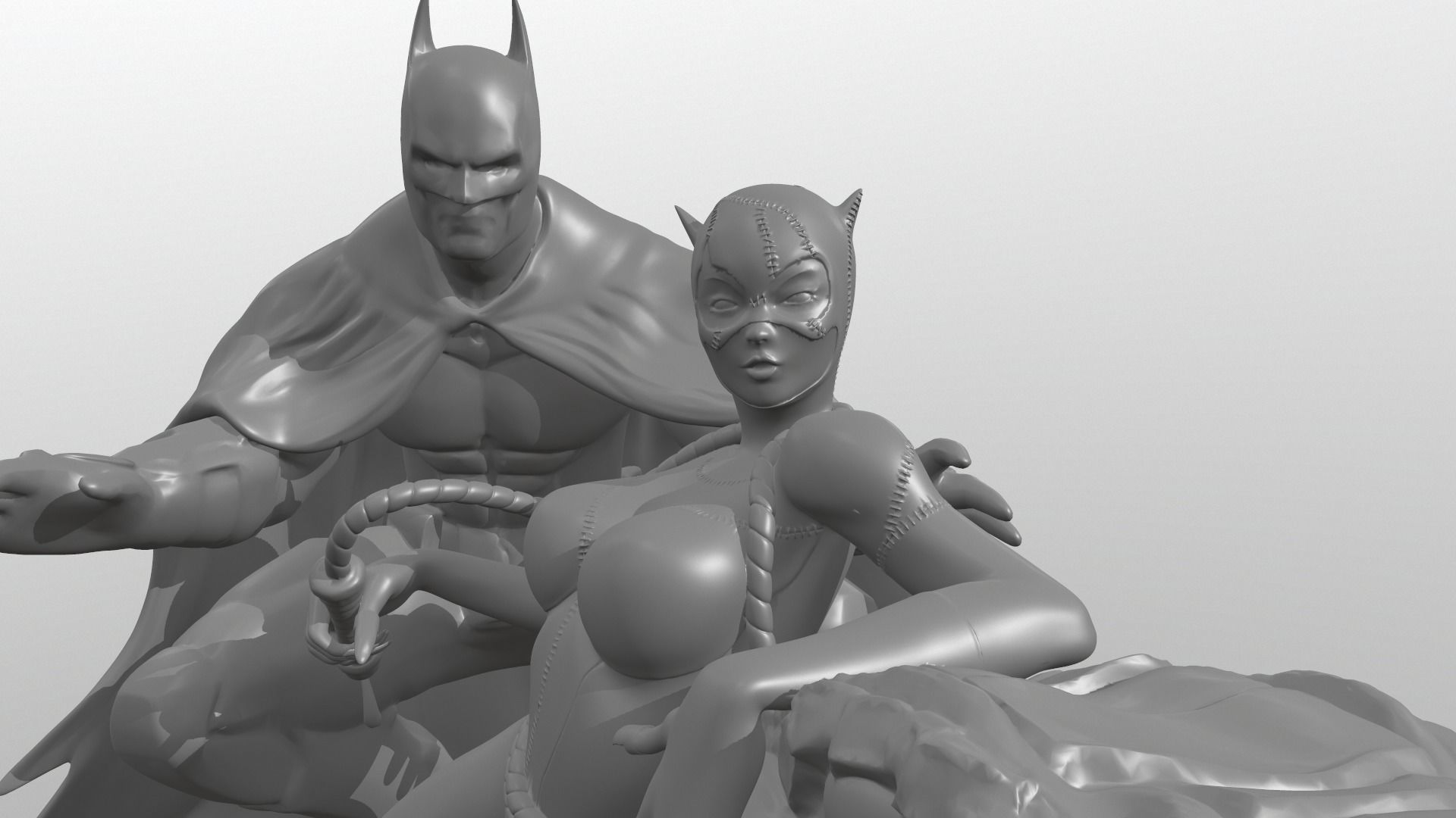 batman and catwoman sculpt model 3D print model_5