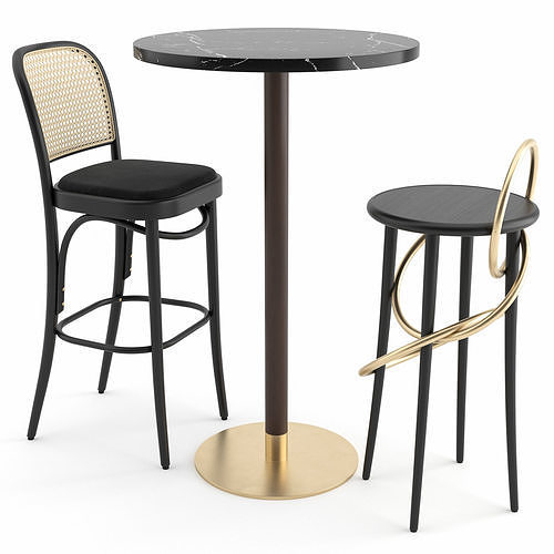 Stools and Table by WIENER GTV DESIGN 3D model