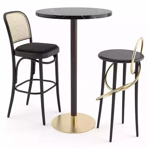 Stools and Table by WIENER GTV DESIGN 3D model