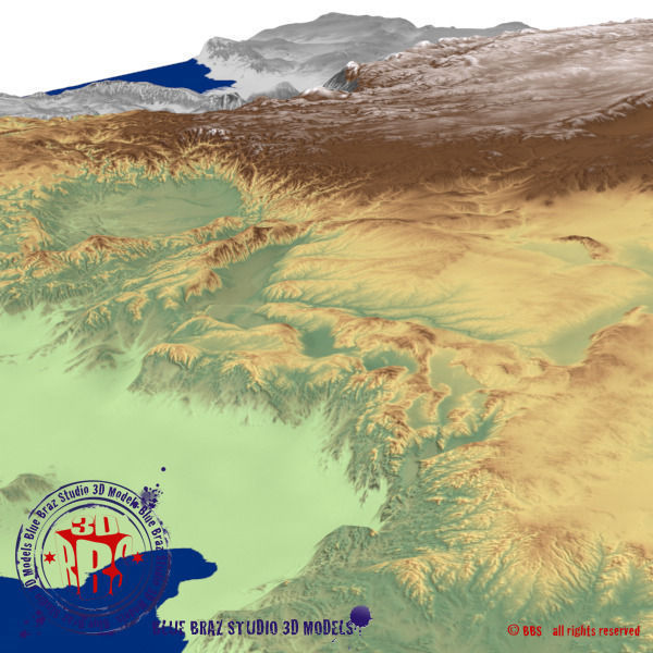China elevation map 3D model_3