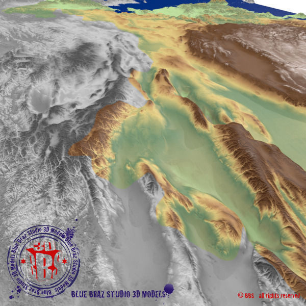China elevation map 3D model_5
