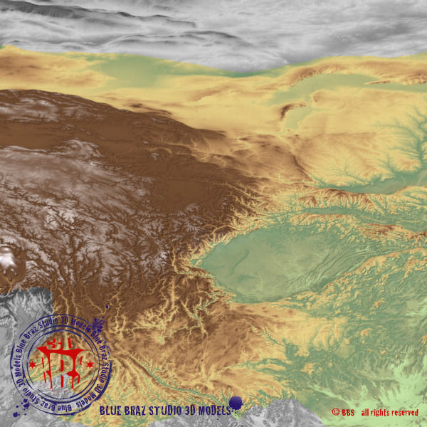 China elevation map 3D model_2