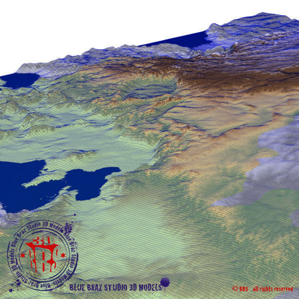 China elevation map 3D model_12