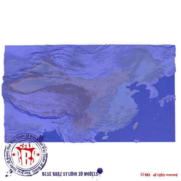 China elevation map 3D model_1