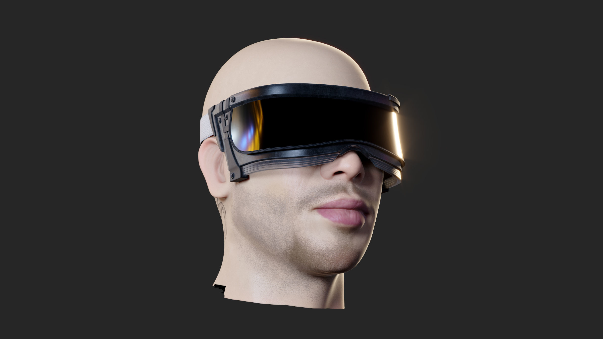 Futuristic scifi cyberpunk goggles - head not included 3D model_4