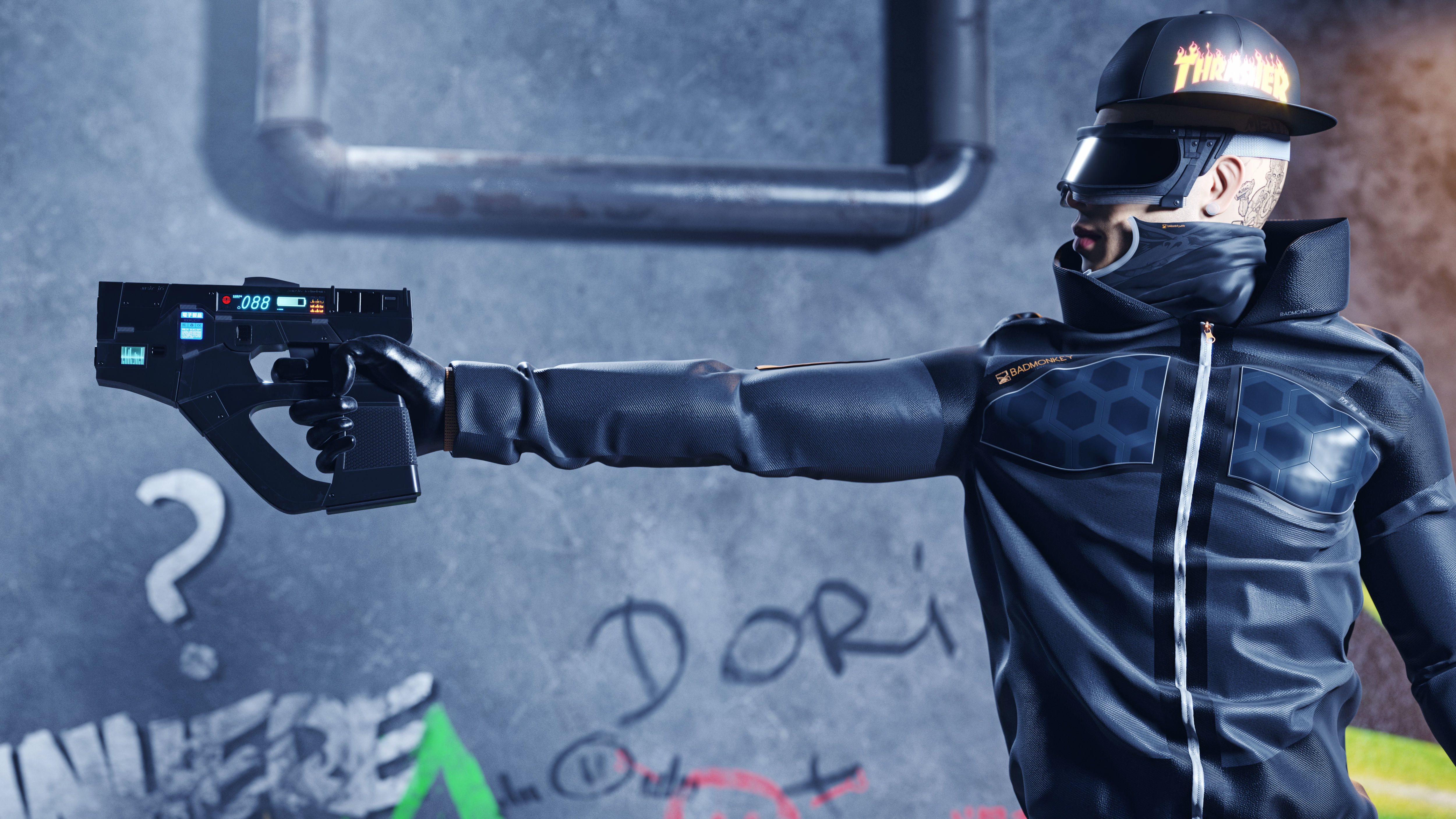 Futuristic scifi cyberpunk goggles - head not included 3D model_12