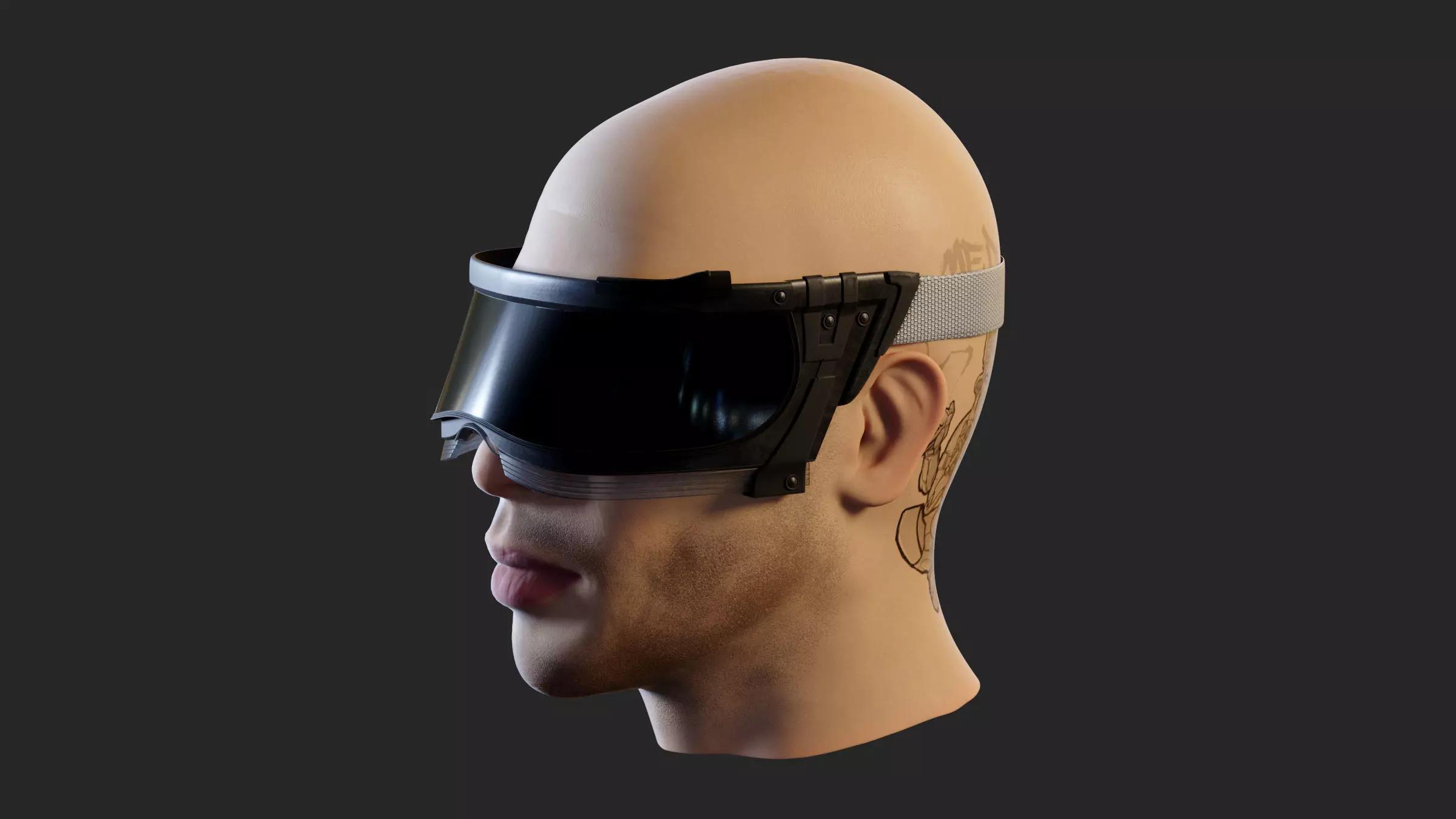 Futuristic scifi cyberpunk goggles - head not included 3D model_0