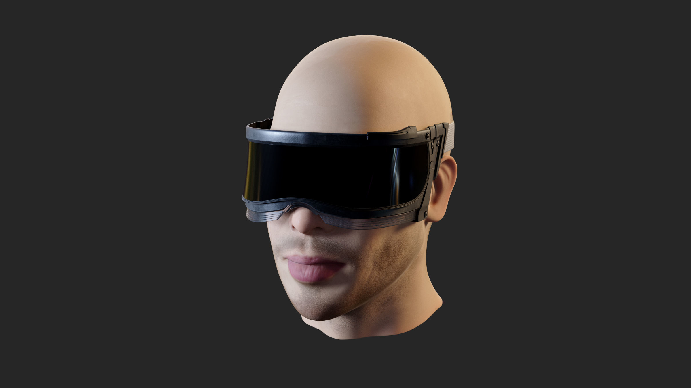 Futuristic scifi cyberpunk goggles - head not included 3D model_2