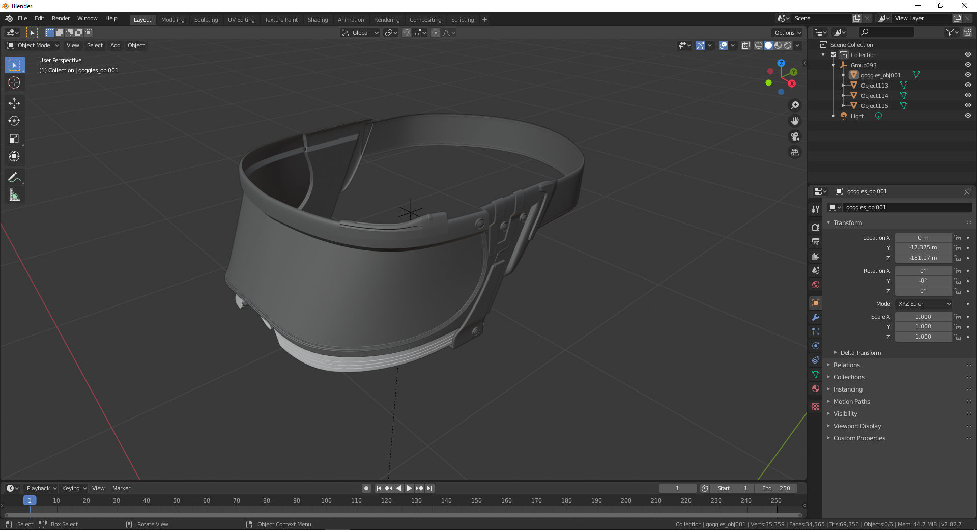 Futuristic scifi cyberpunk goggles - head not included 3D model_10