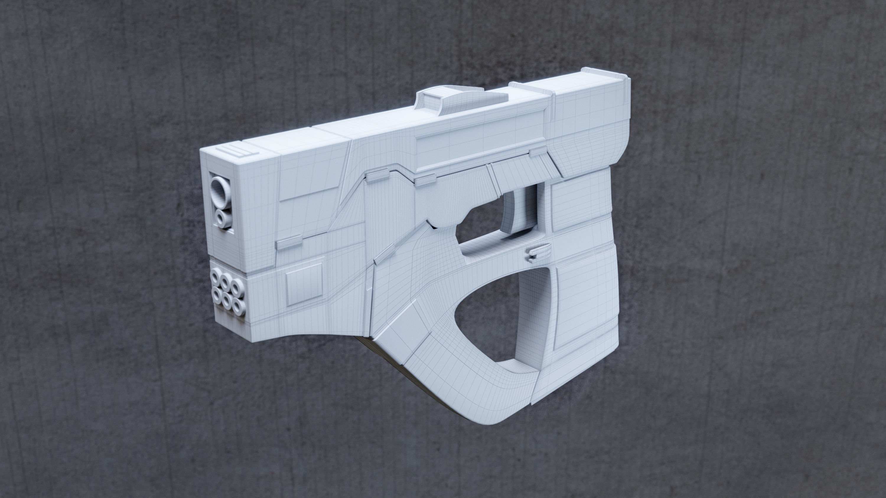 Futuristic scifi cyberpunk gun - pistol 3D model_5