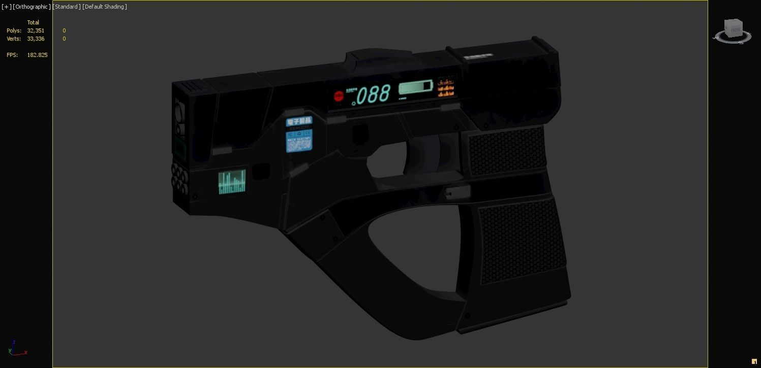 Futuristic scifi cyberpunk gun - pistol 3D model_9