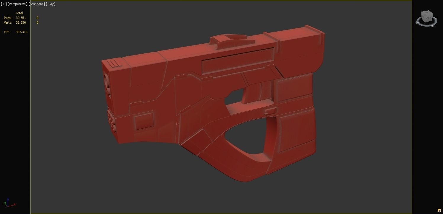 Futuristic scifi cyberpunk gun - pistol 3D model_7
