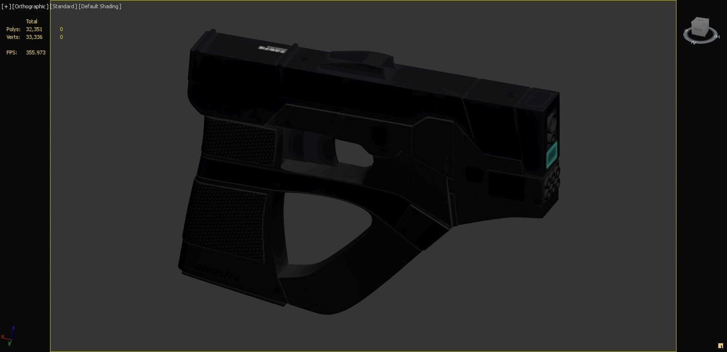 Futuristic scifi cyberpunk gun - pistol 3D model_10